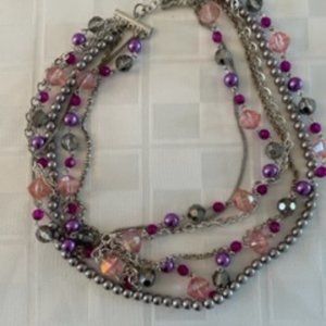 Multi-strand, beaded necklace